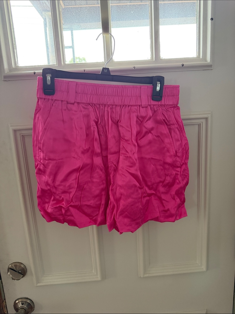 Terez Hot Pink High-Waist Satin Shorts